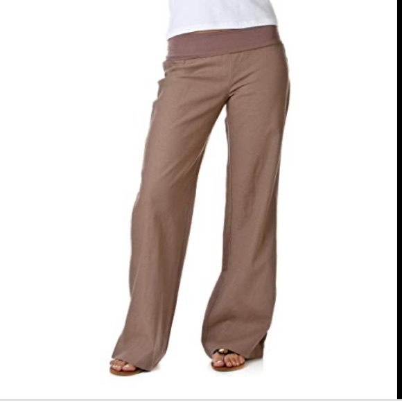 Fold Over Waist Linen Pants